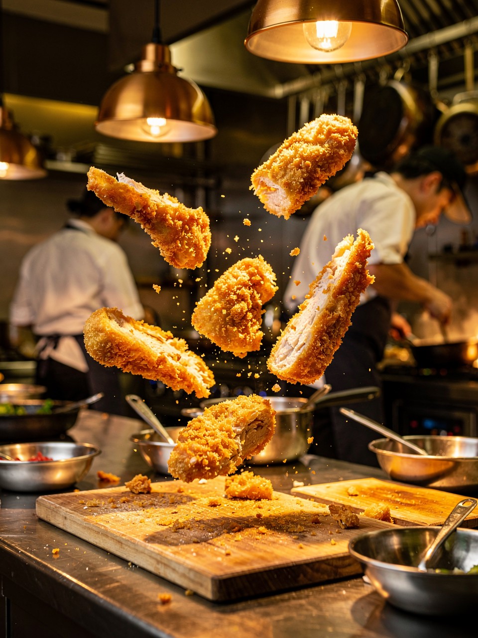 Pollo Frito Crujiente en Movimiento