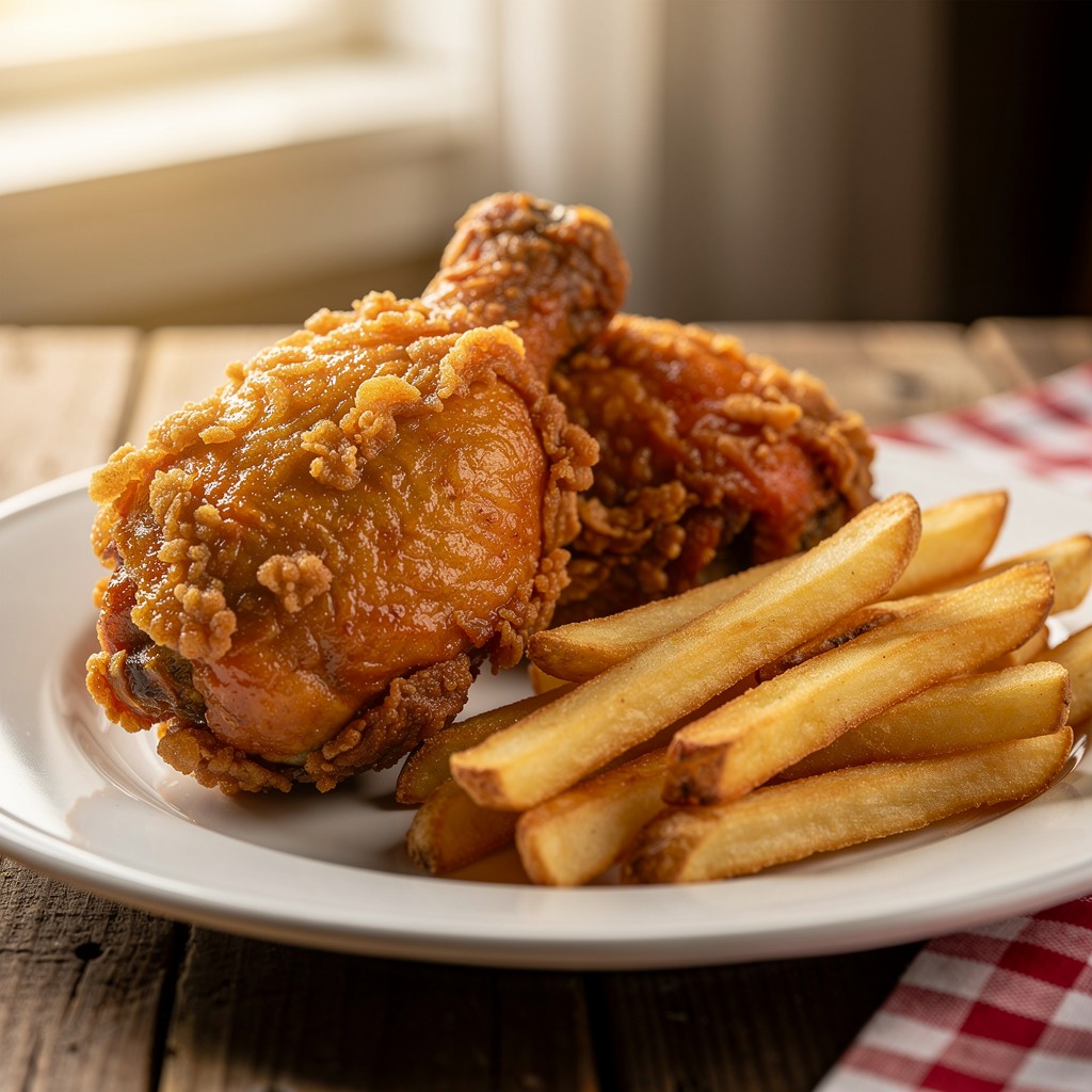 Crispy Fried Chicken with French Fries