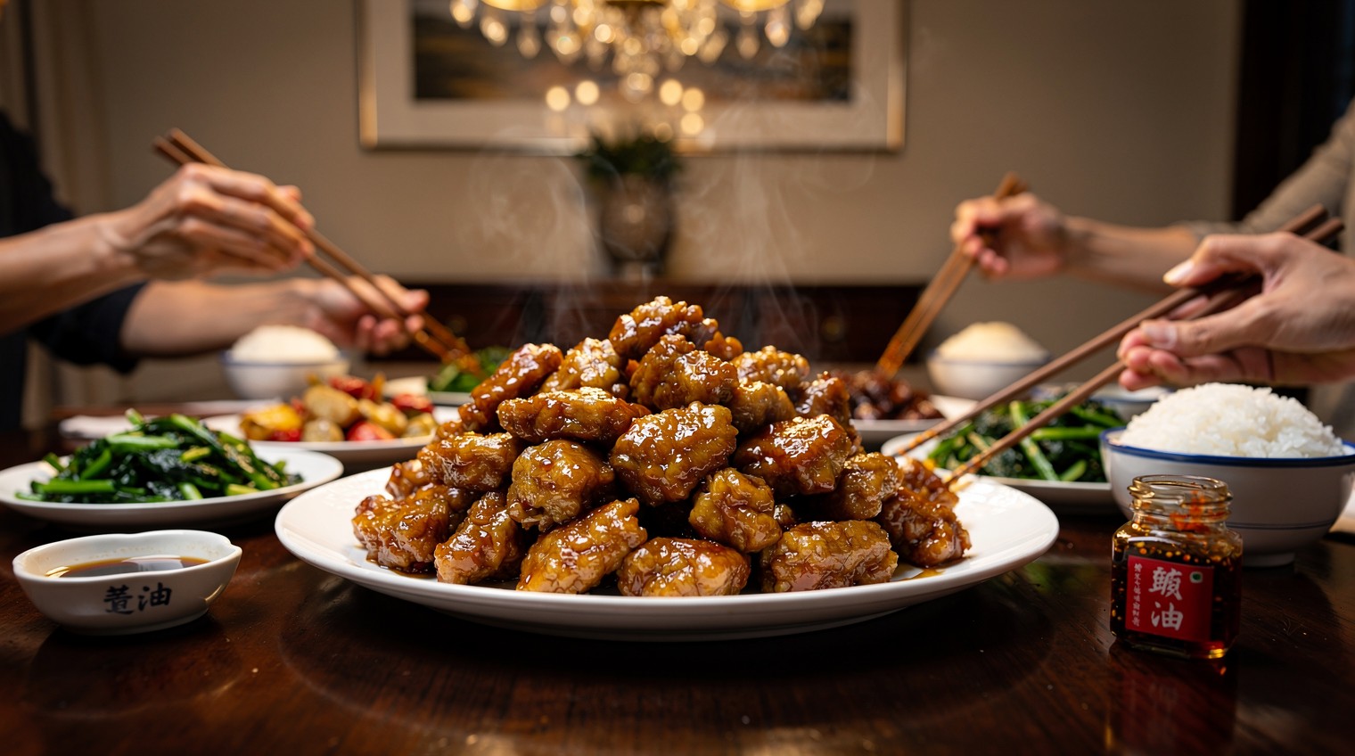 Deliciosa Festa de Frango Grudento Asiático