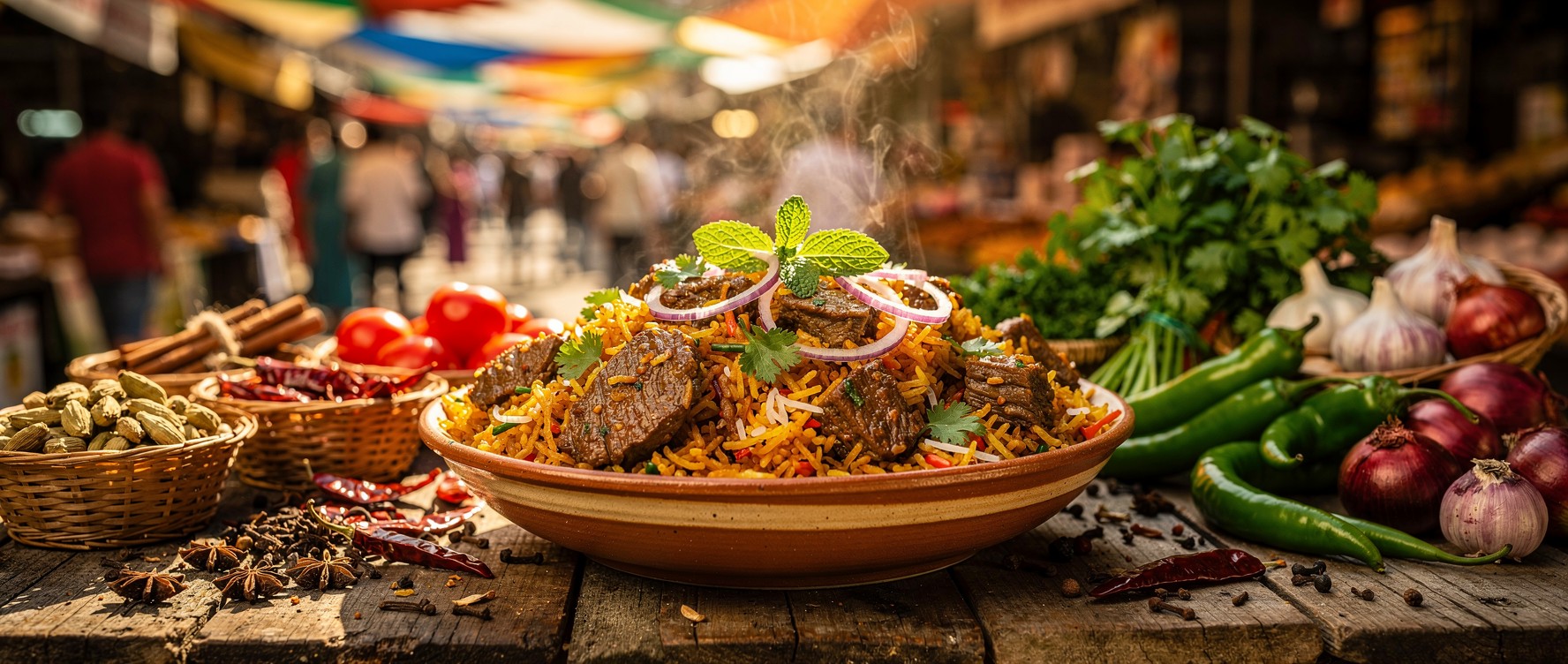 Delicious Beef Biryani with Fresh Herbs and Spices