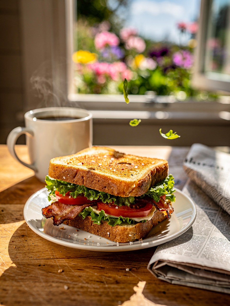 Delicioso Sanduíche BLT com Café