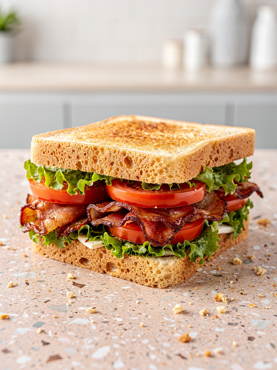 바삭한 베이컨이 들어간 맛있는 BLT 샌드위치