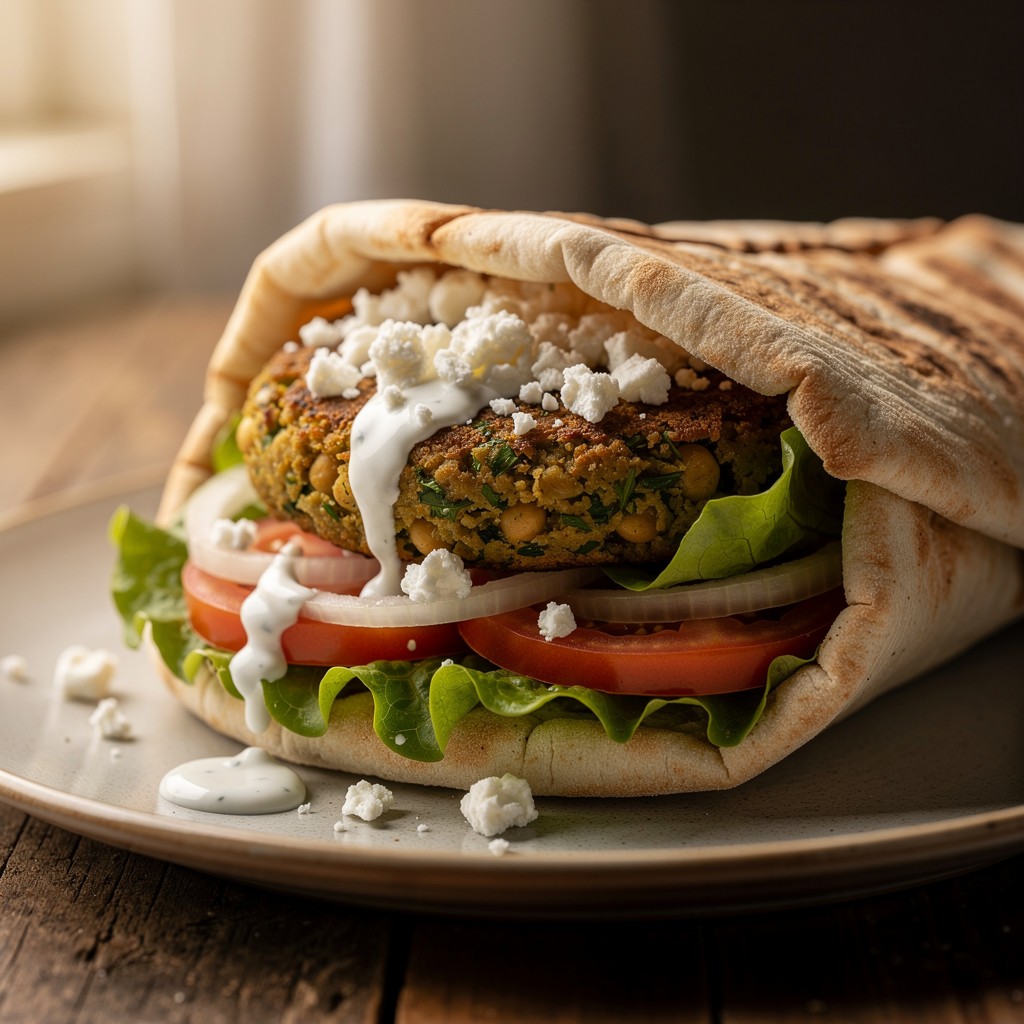 Delicioso Wrap de Falafel con Verduras Frescas