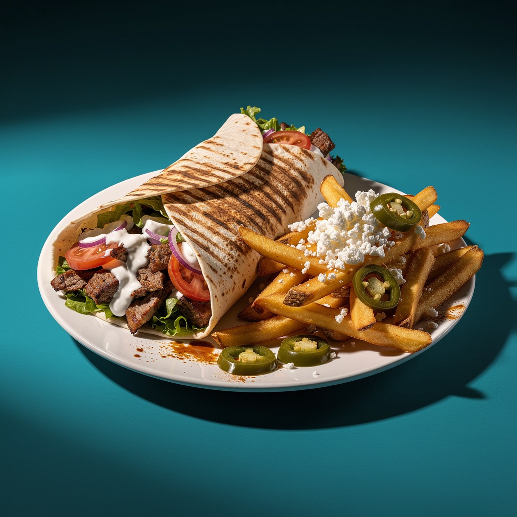 Delicioso Wrap de Carne Asada con Papas Fritas