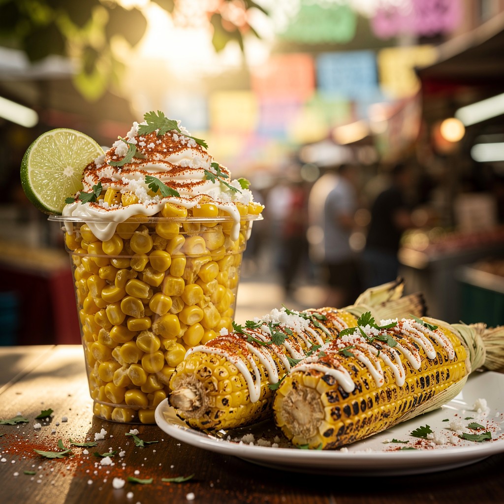 Deliciosas Delícias de Milho de Rua Mexicano