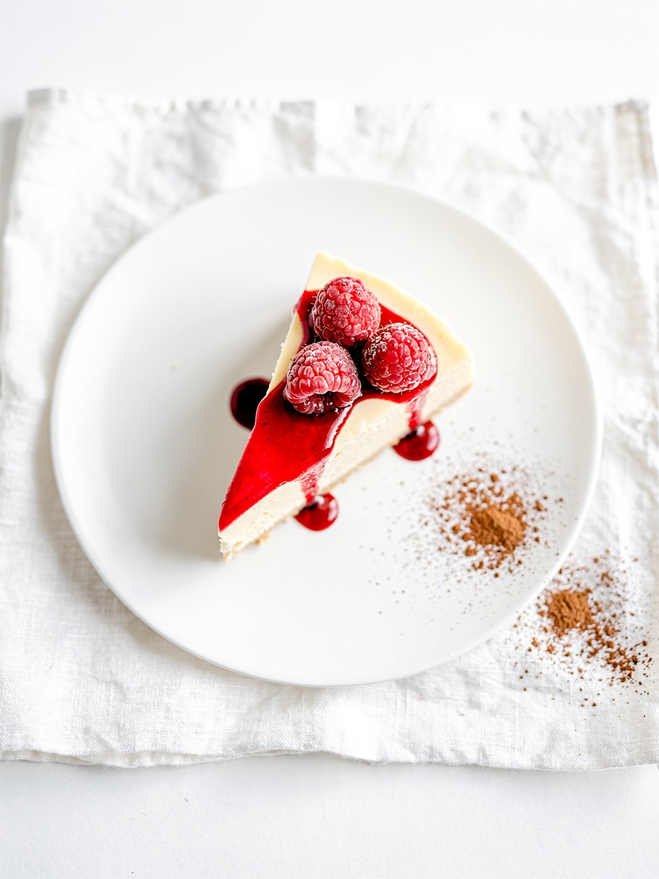 Deliciosa Fatia de Cheesecake de Framboesa