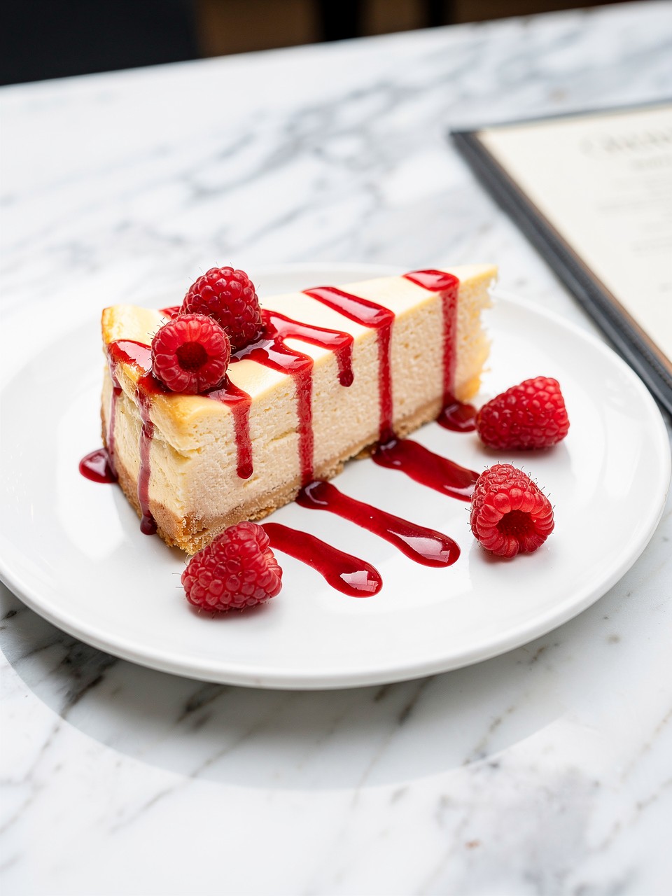 Deliciosa Fatia de Cheesecake de Framboesa