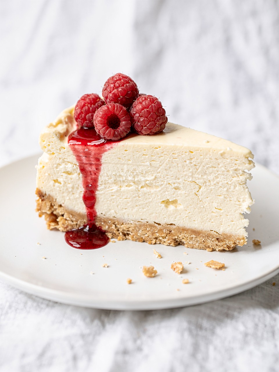 Deliciosa Fatia de Cheesecake de Framboesa