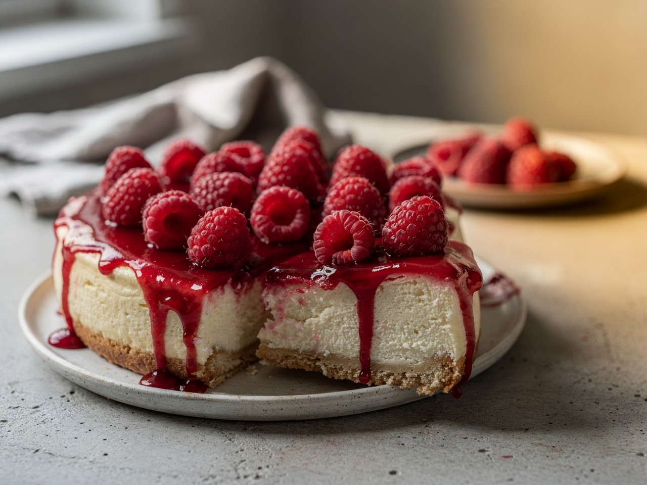 Delicious Raspberry Cheesecake with Glaze