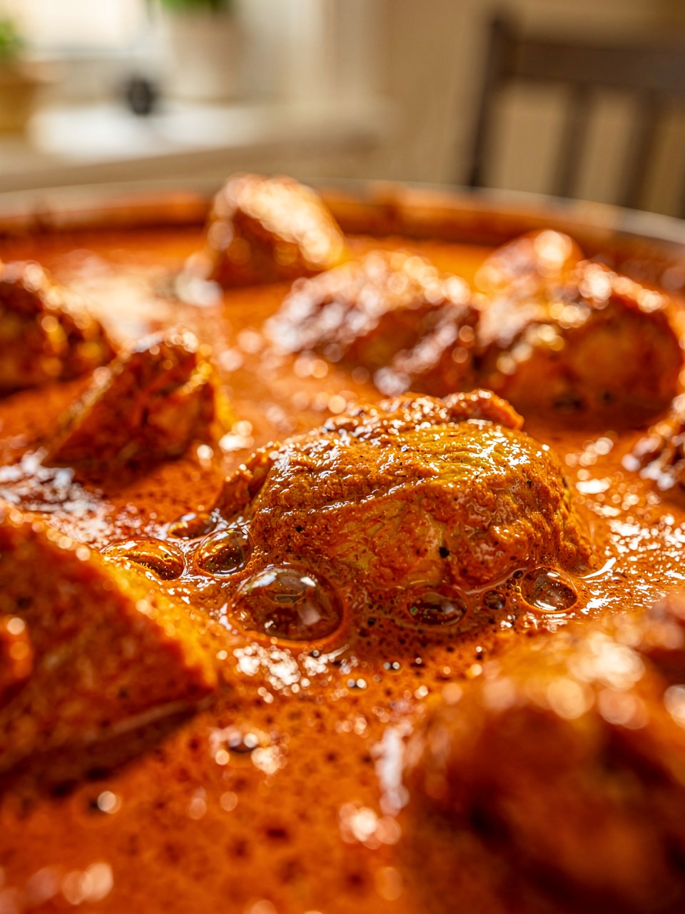 Delicioso Curry de Pollo Picante en Salsa Rica
