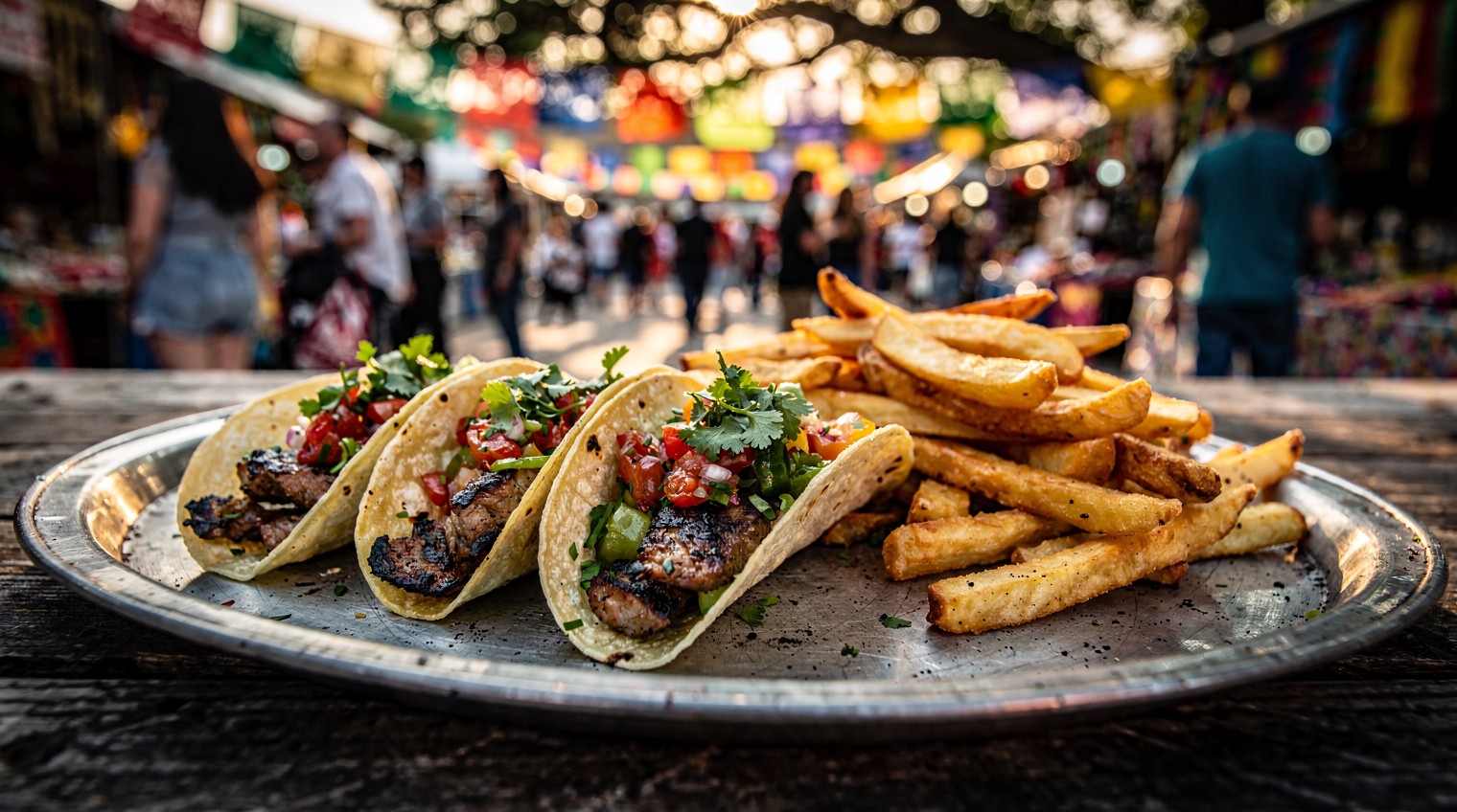 Delicious Tacos with Crispy Fries