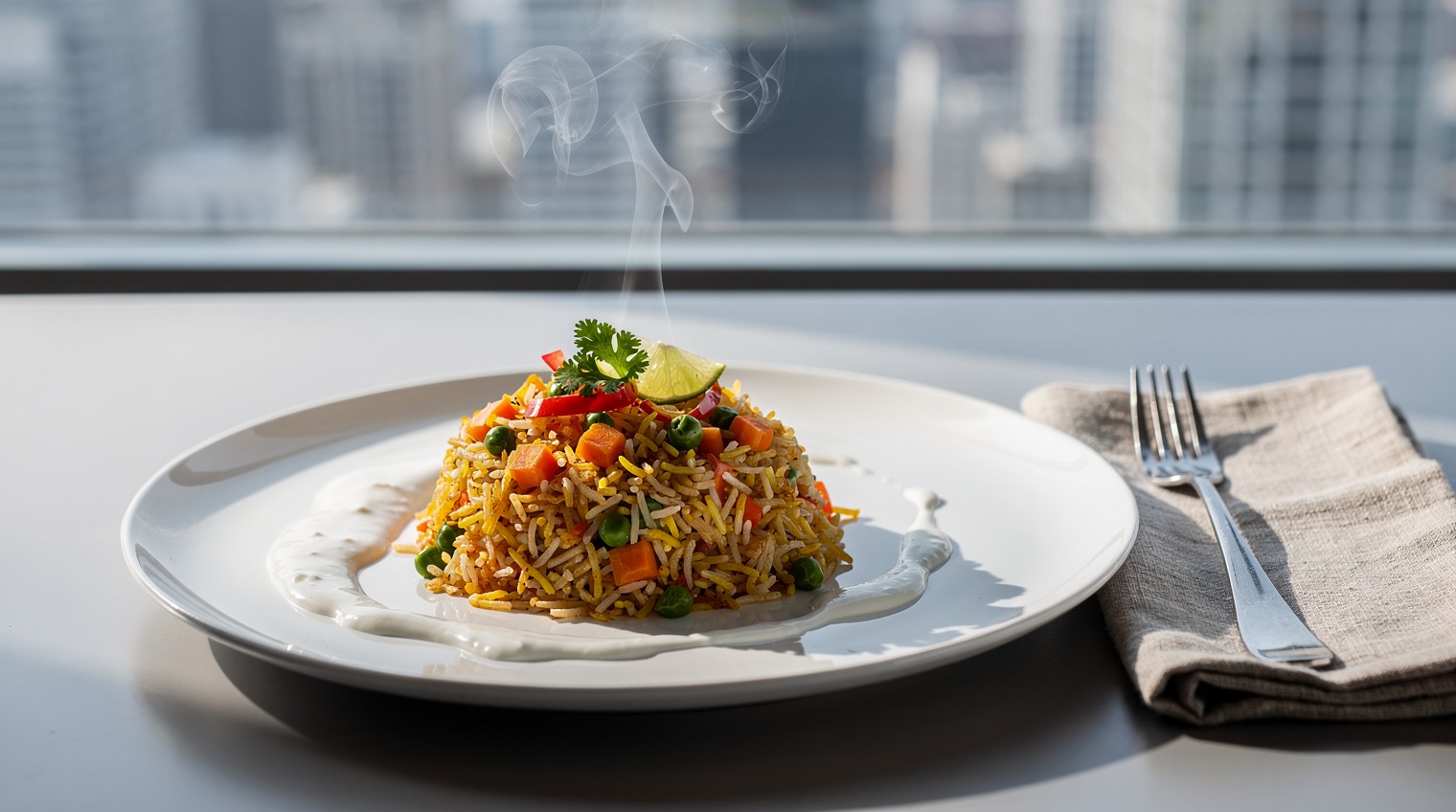 Delicioso Biryani de Verduras con Salsa de Yogur