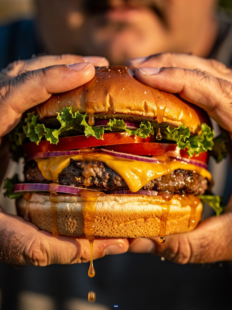 Cheeseburger Suculento com Ingredientes Frescos