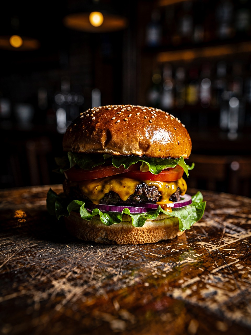 Juicy Cheeseburger with Fresh Toppings