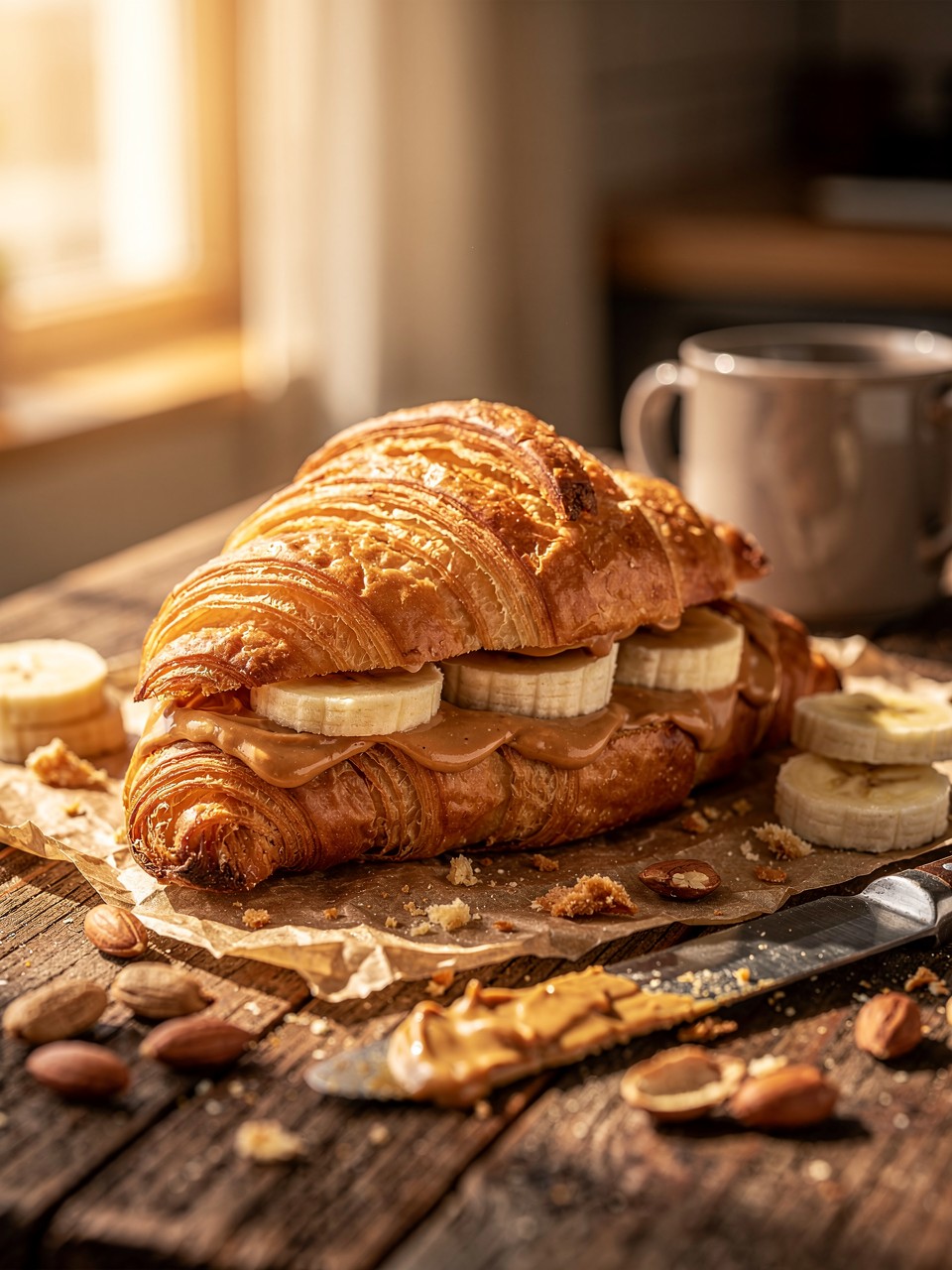 Peanut Butter Banana Croissant Delight