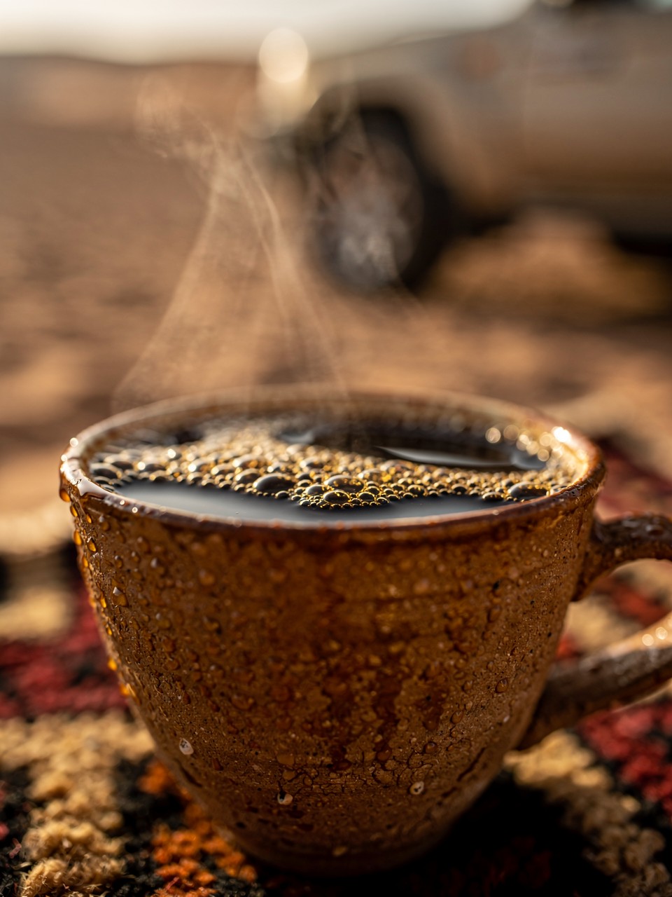 Steaming Coffee in the Desert