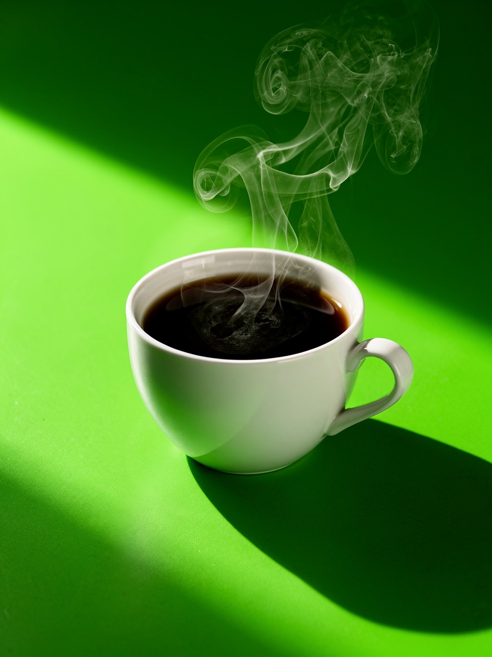 Steaming Hot Coffee in Bright Green