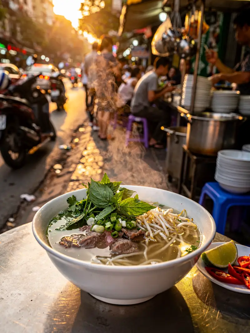 Delicious Vietnamese Pho Bo with Fresh Herbs