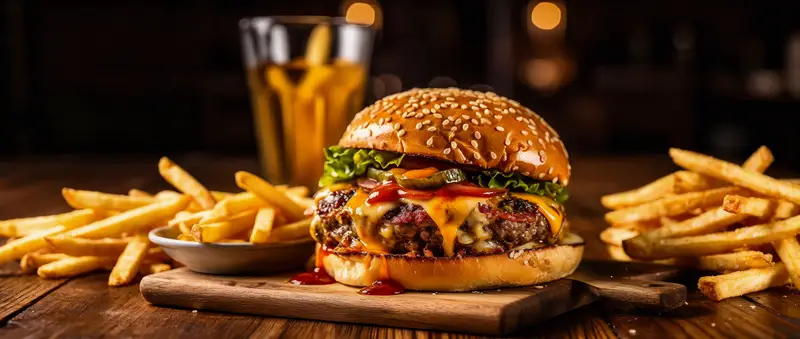 Juicy Cheeseburger with Crispy Fries