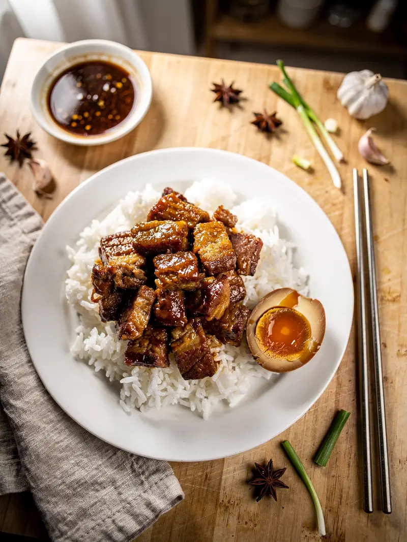 Savory Braised Pork Belly with Rice