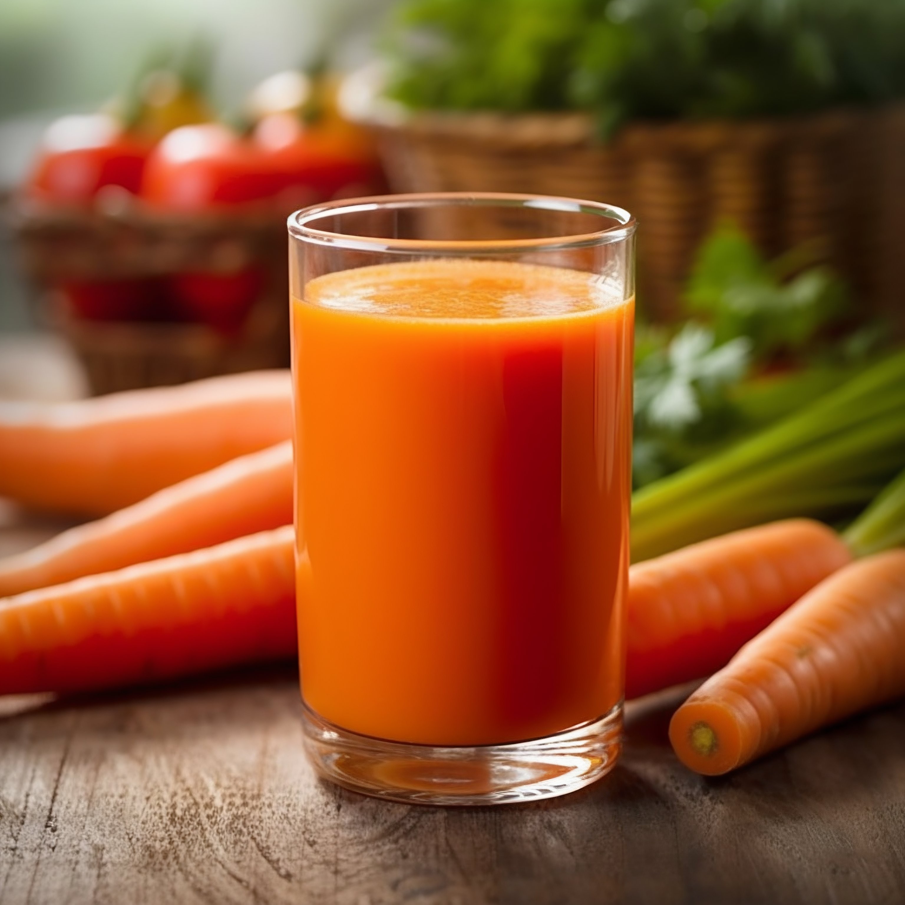 Un vaso de jugo de zanahoria