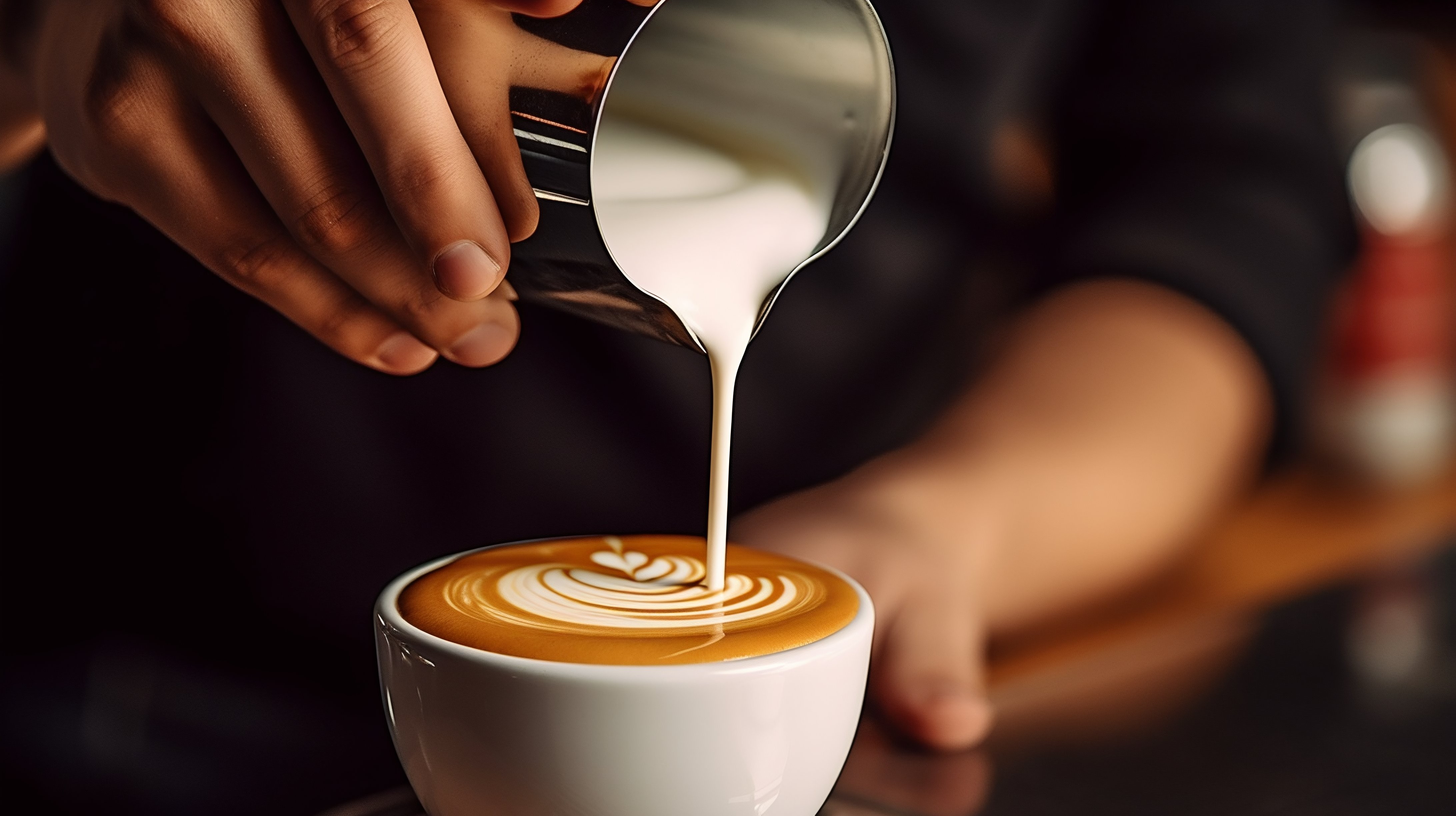 Barista fazendo arte em latte