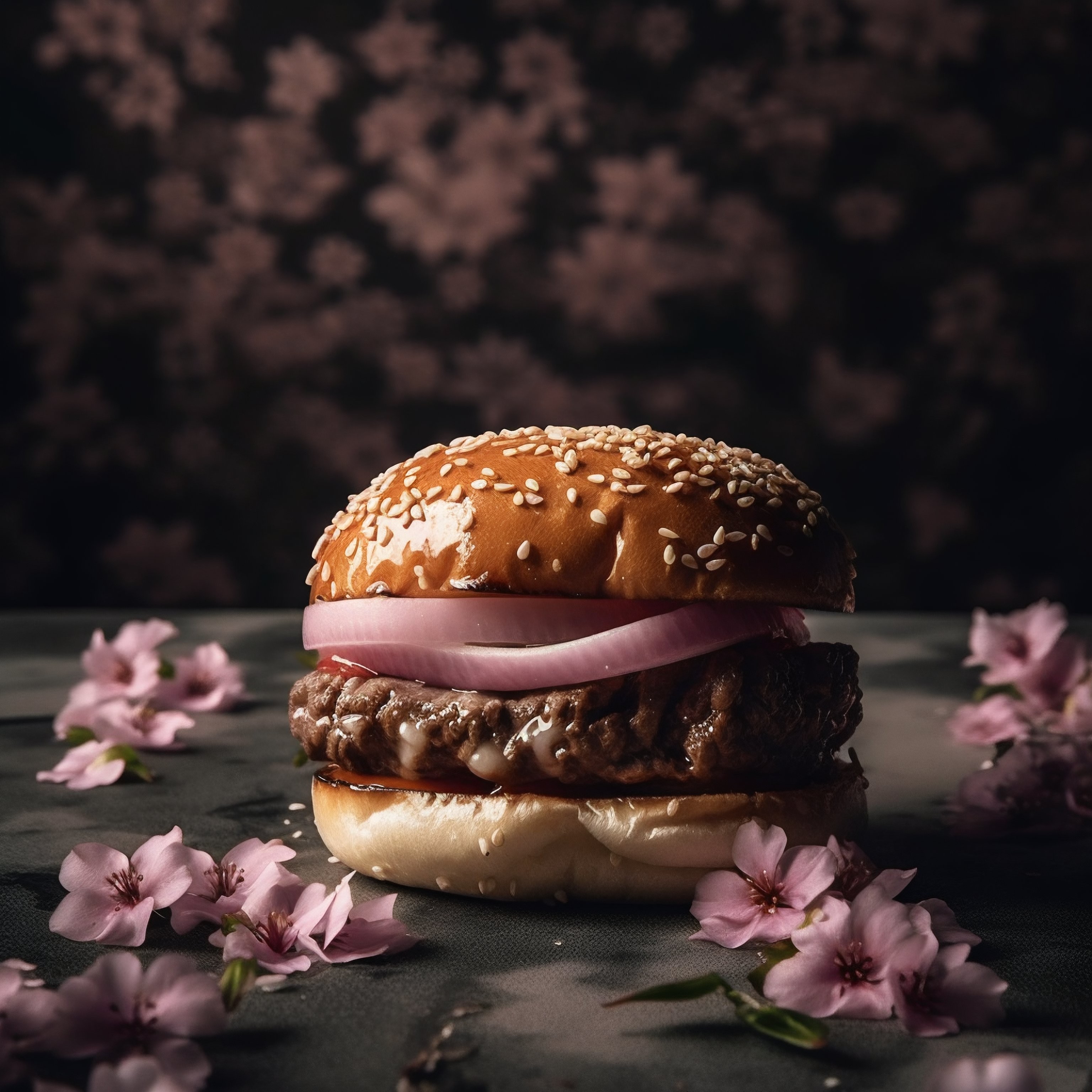 和風桜スタイルのビーフバーガー