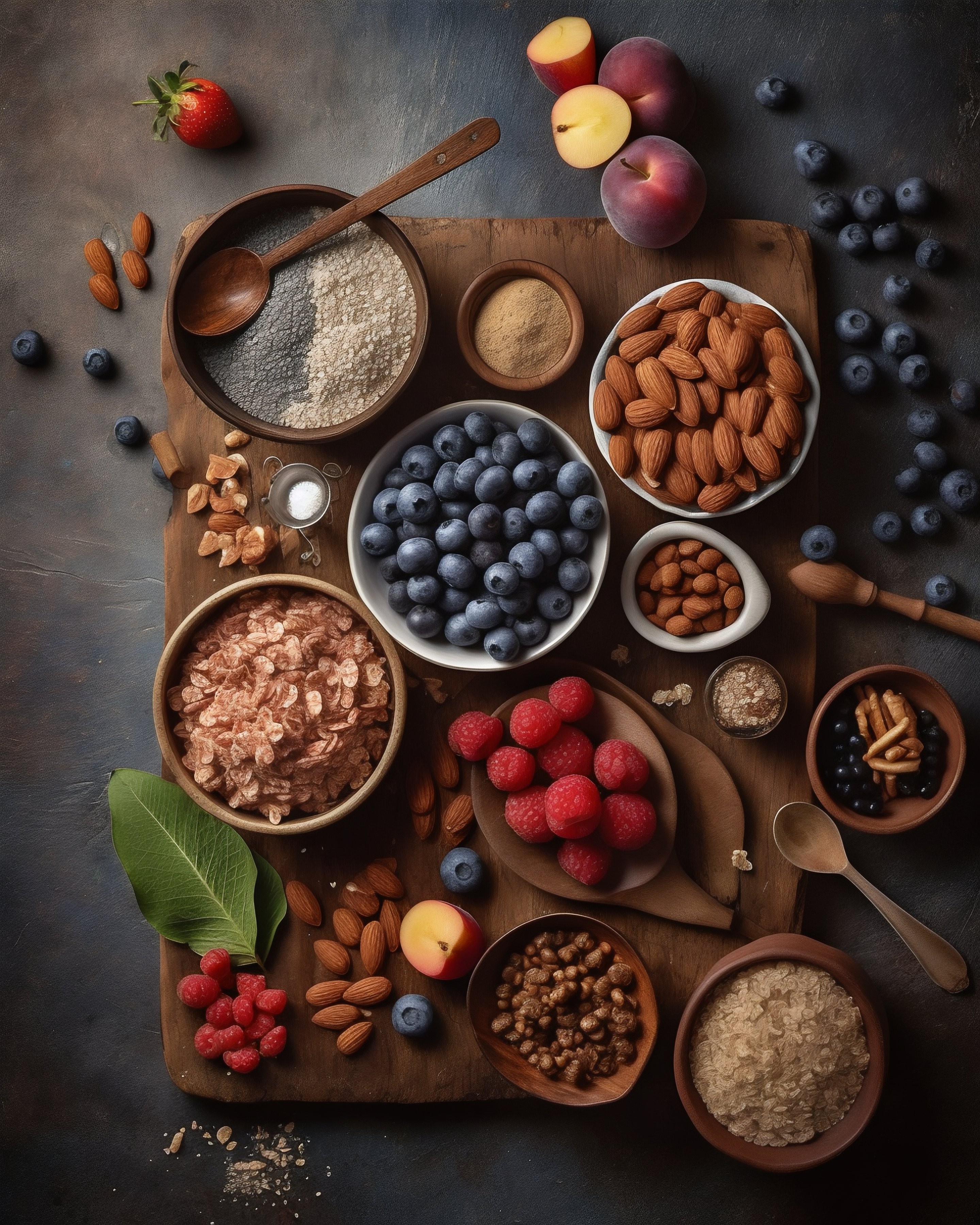 Frutas vermelhas e nozes