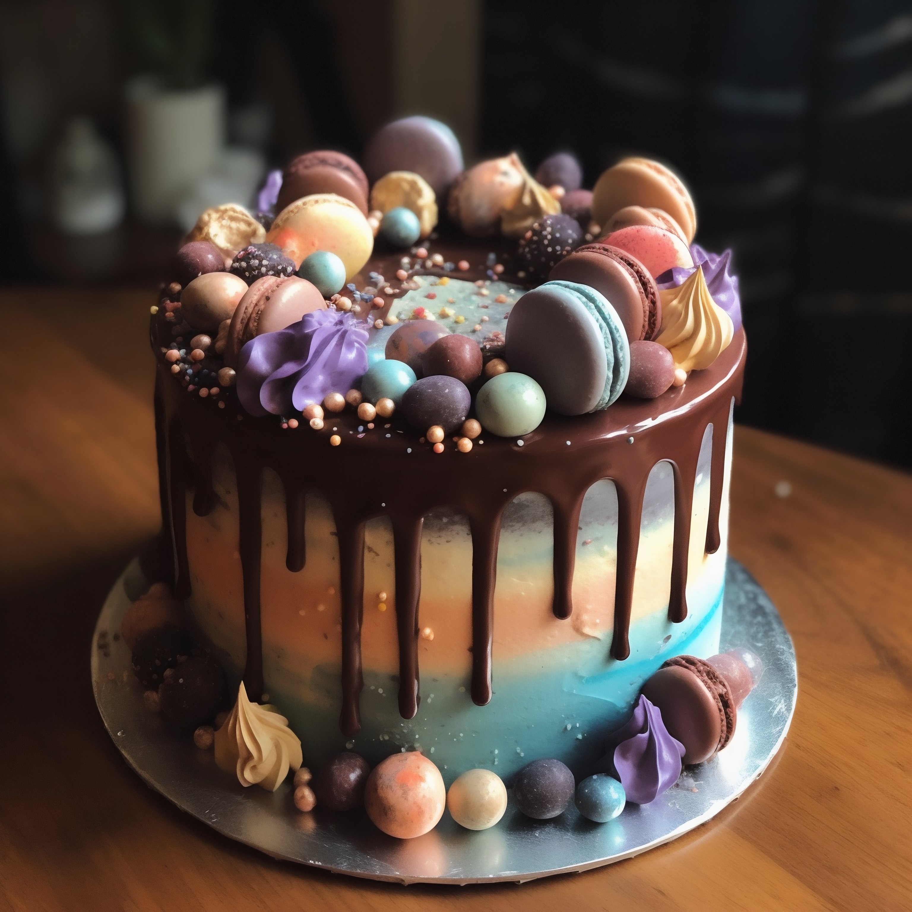 Bolo de macaron de aniversário