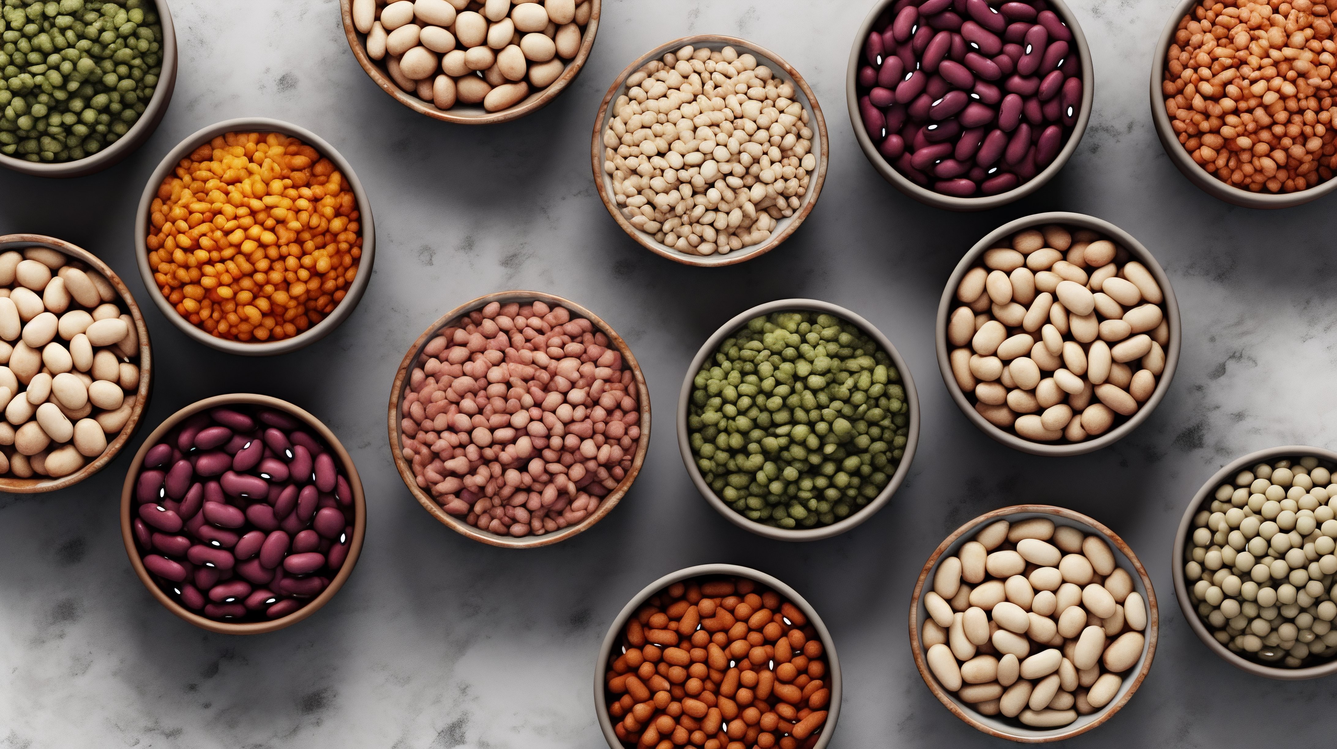 Bowls of beans and legumes