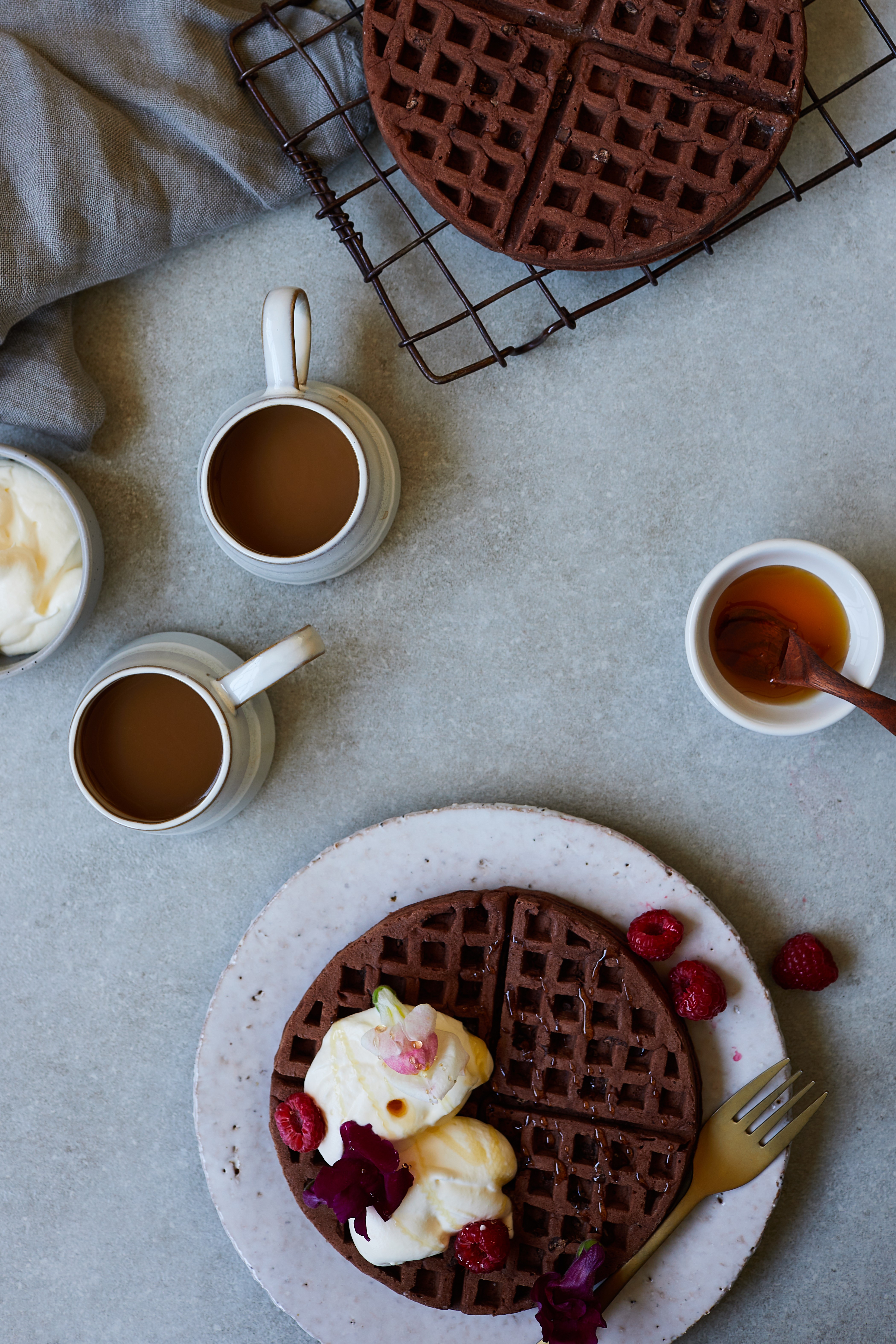 Waffles de Chocolate e Café