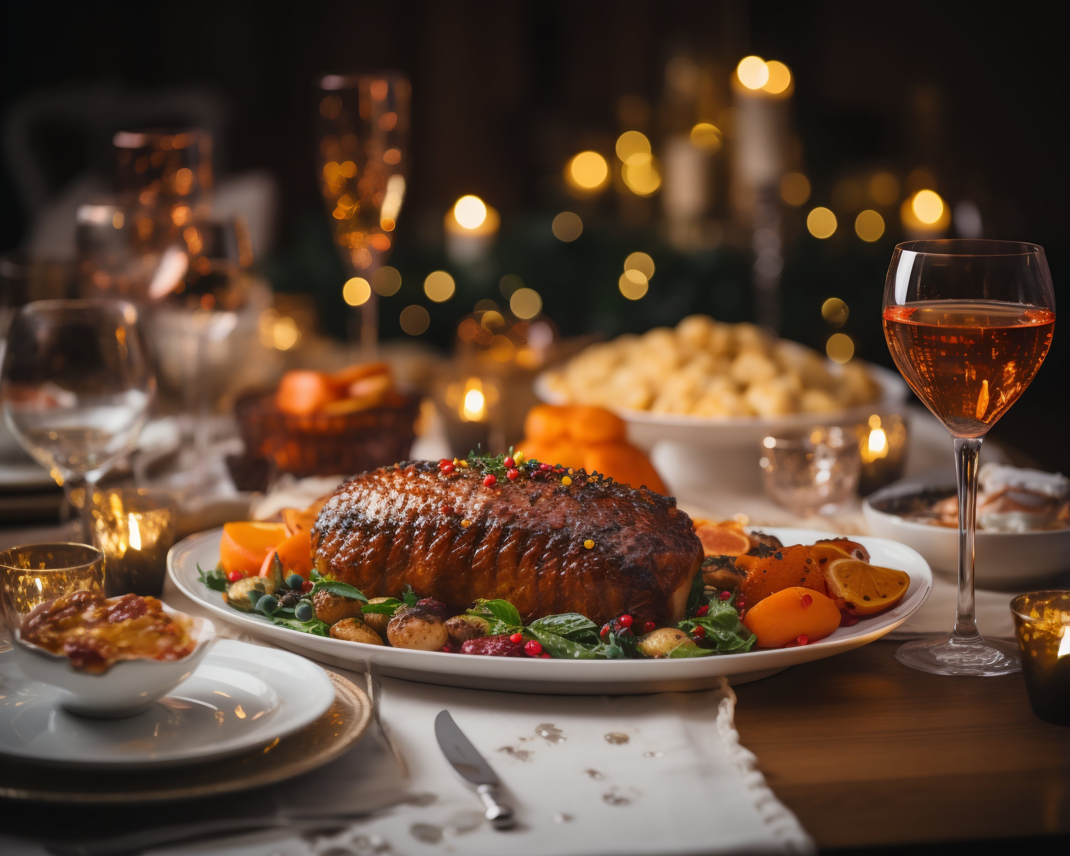 Mesa de comida navideña