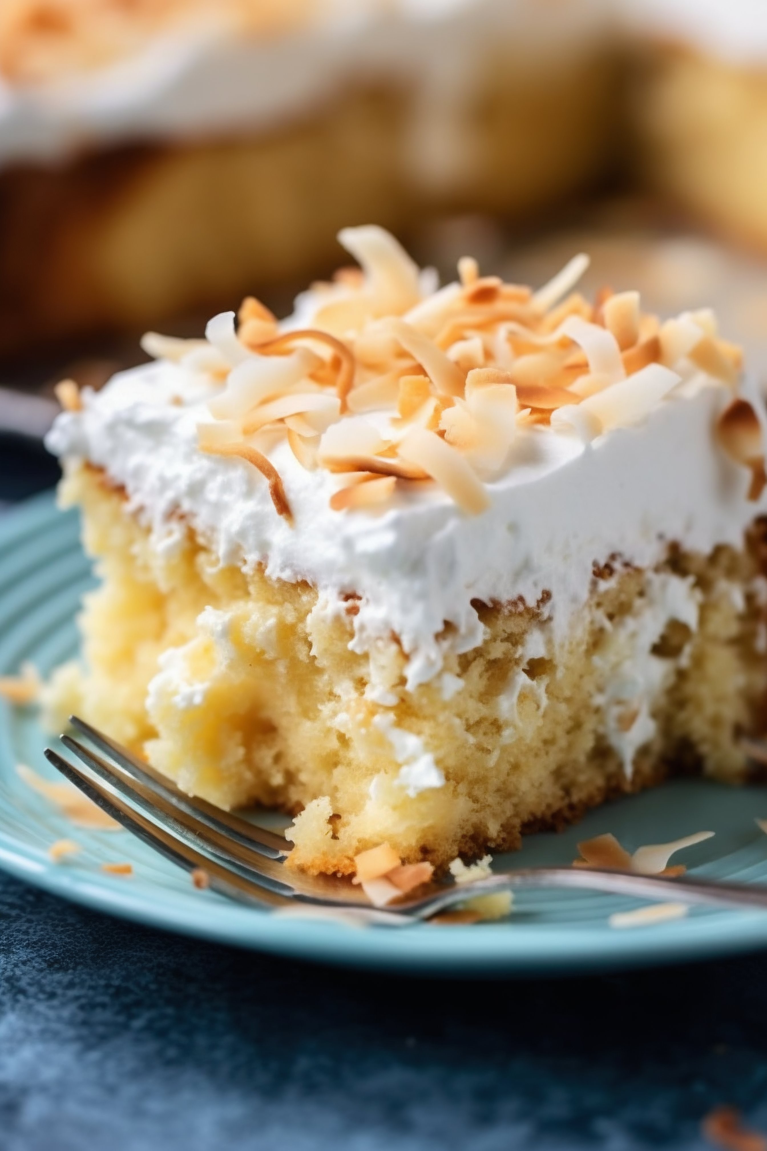 Coconut Cream Cake Slice with Toasted Flakes