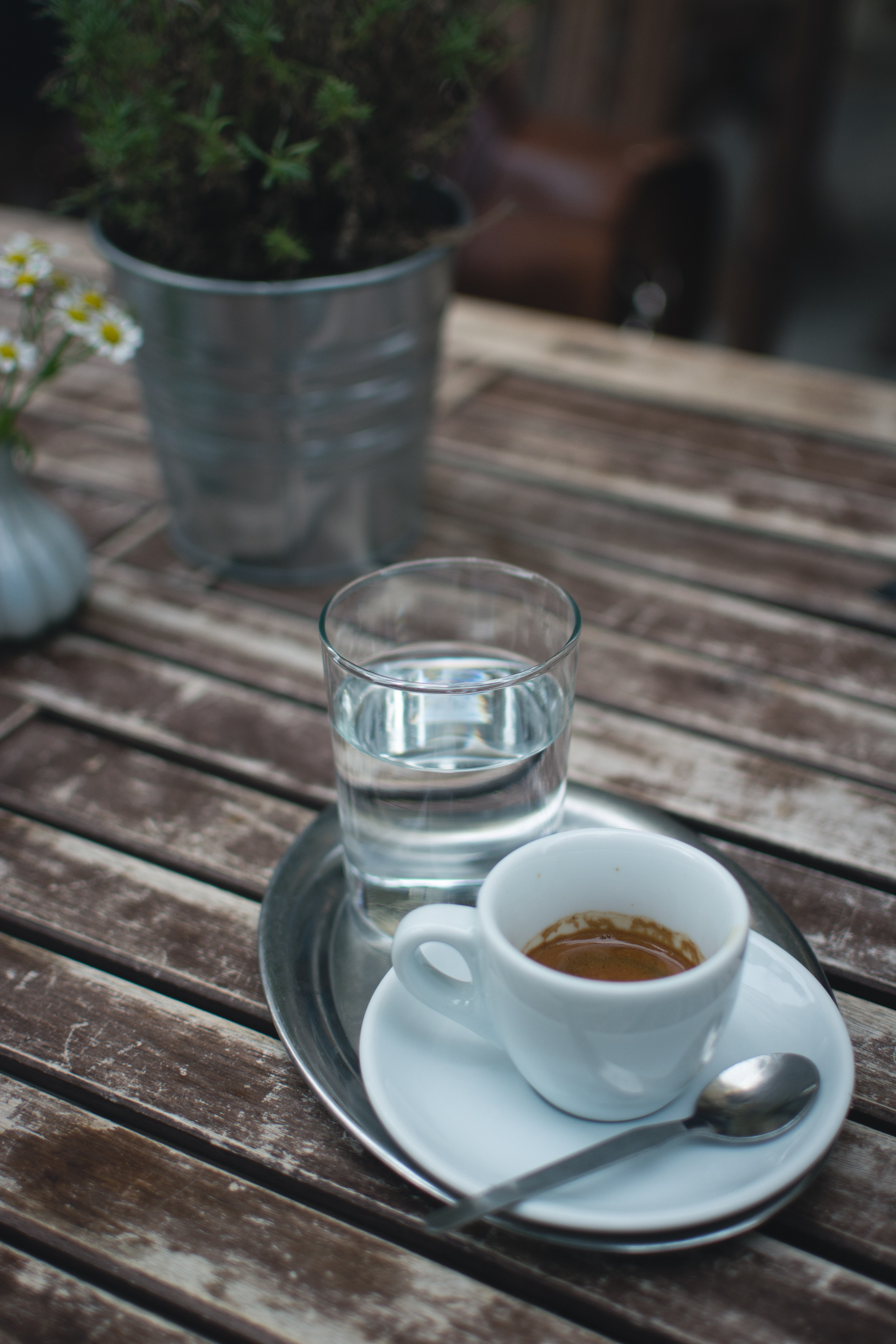 Coffee espresso on a wooden table