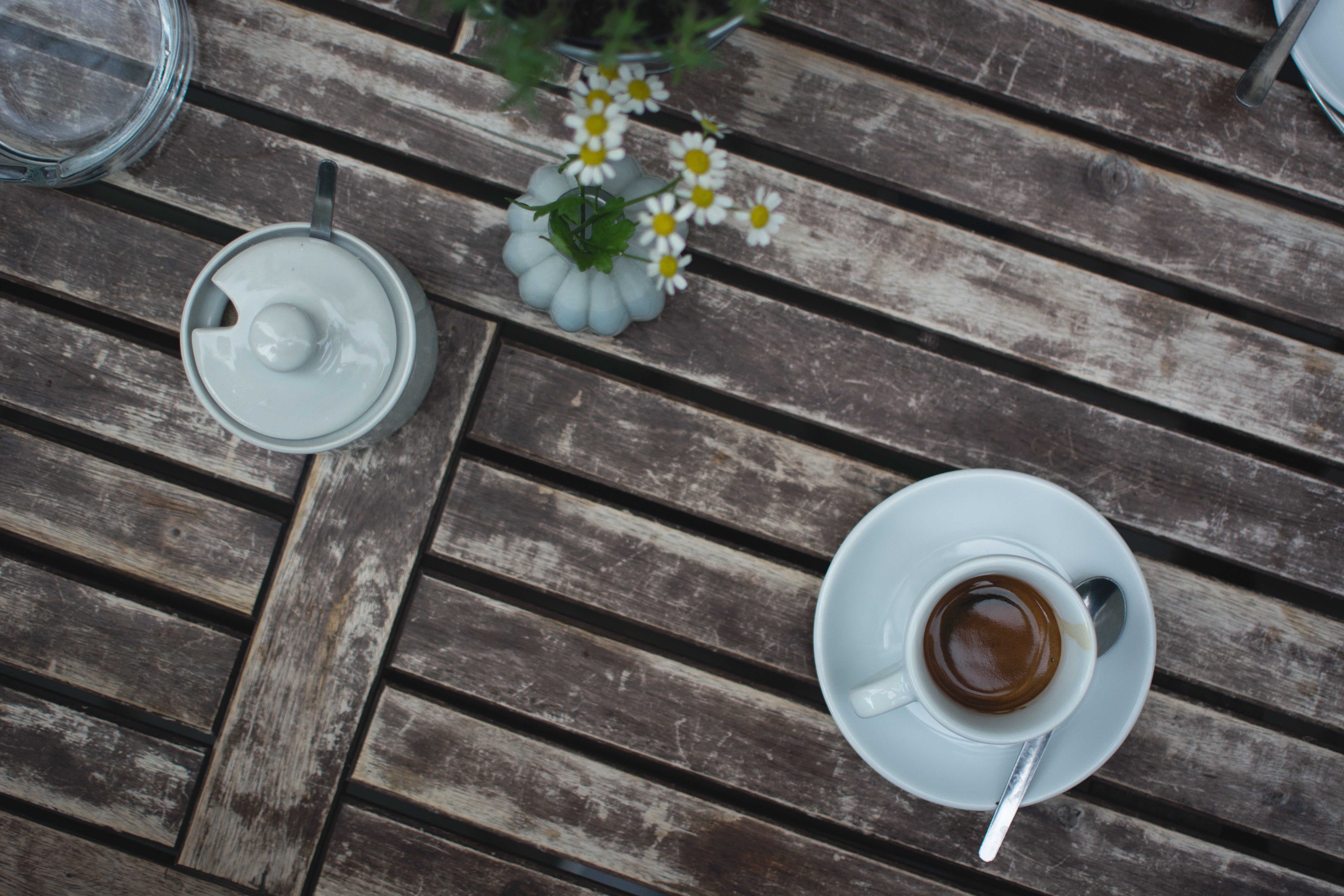 Coffee espresso on a wooden table