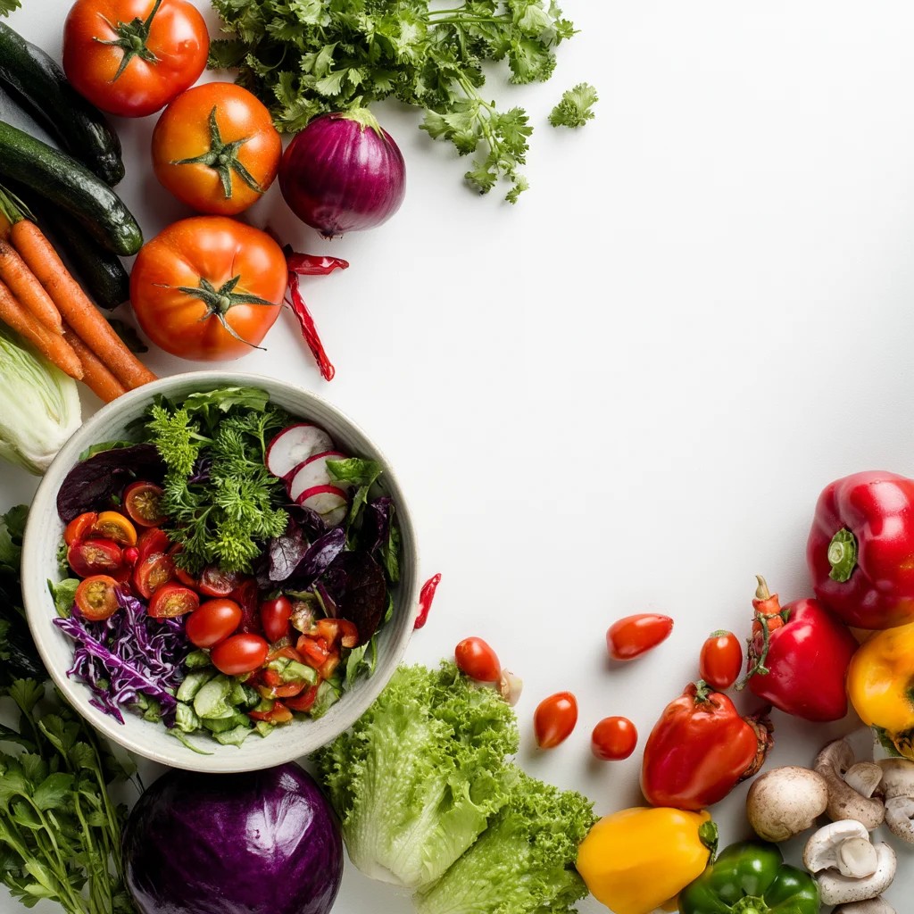 Colorful Fresh Vegetable Salad Arrangement