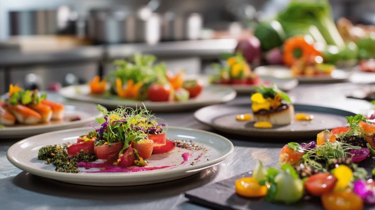 Colorful Gourmet Dishes Arranged on Table