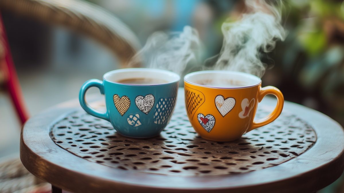 Tazas de Café Acogedoras con Diseño de Corazones