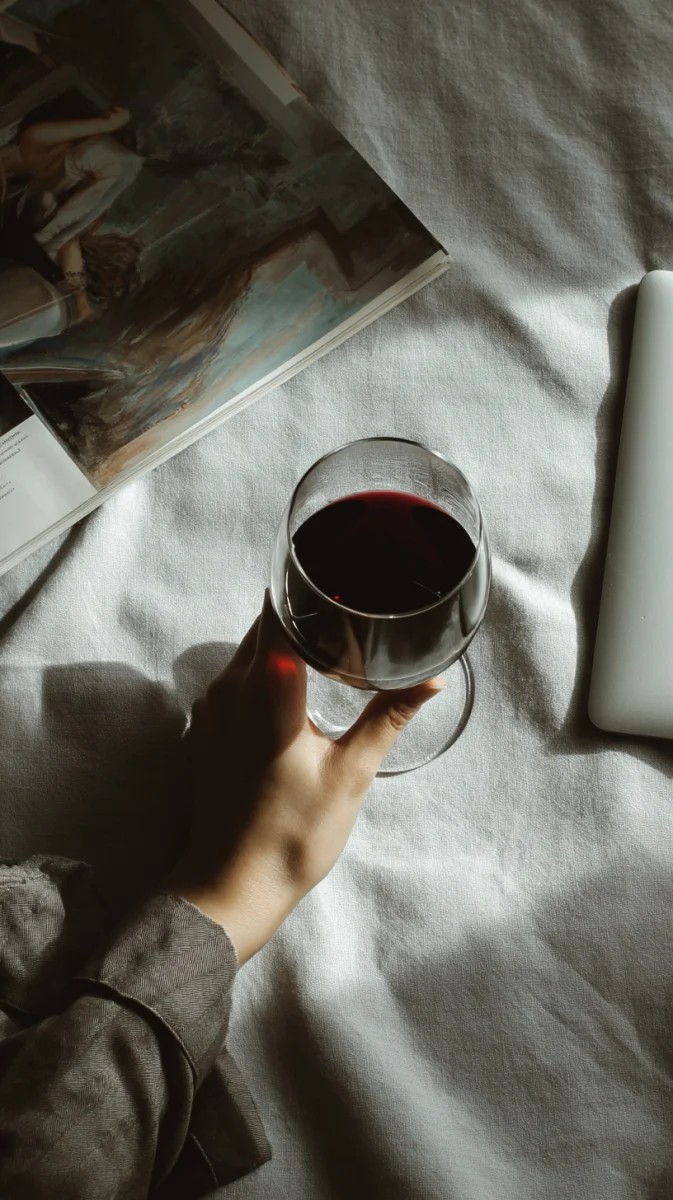 Cozy Red Wine Moment in Soft Light