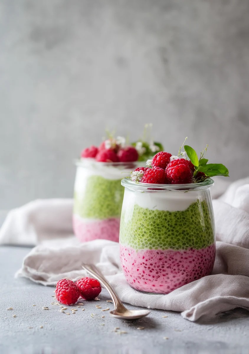 Creamy Chia Seed Parfait with Raspberries