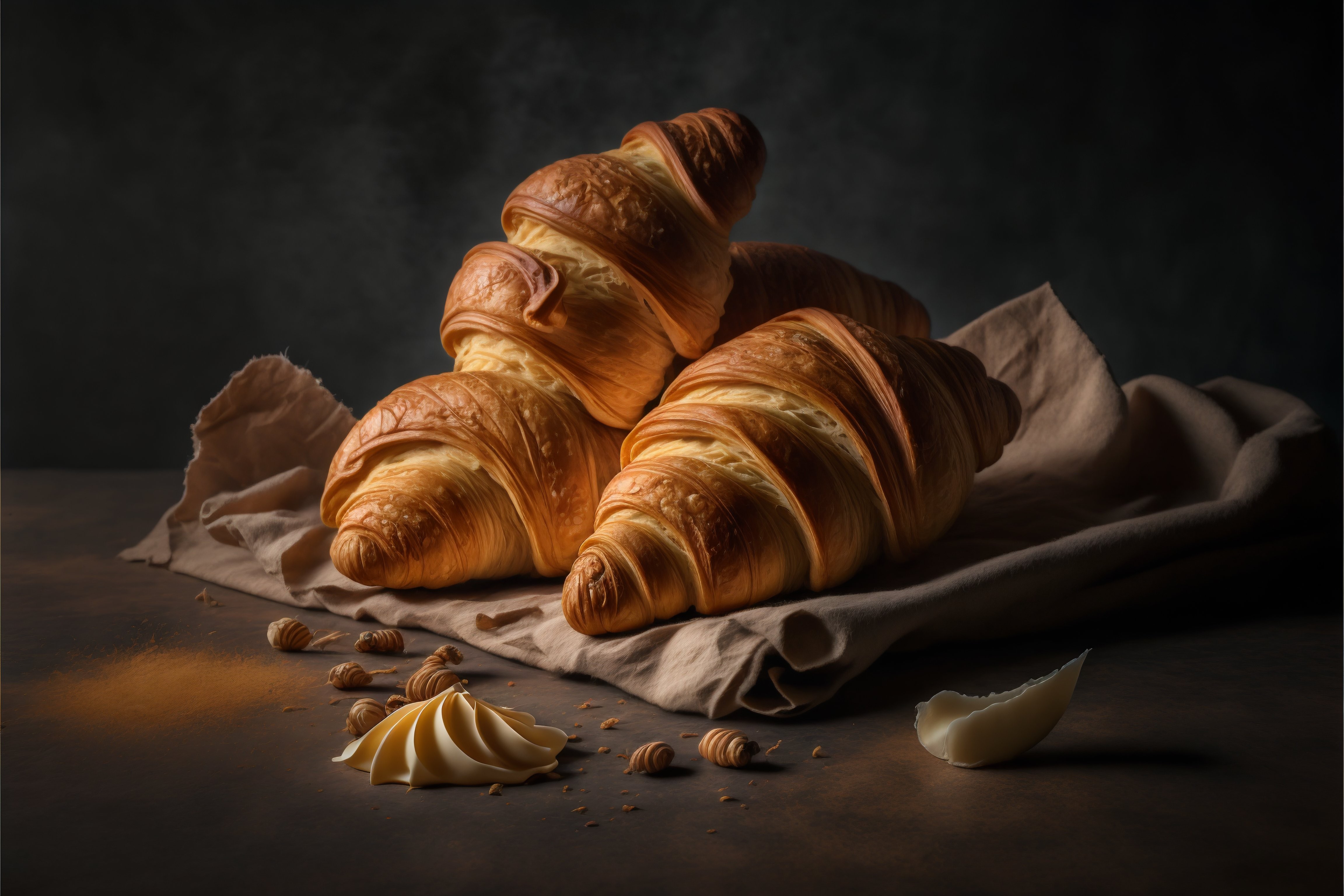 Croissants with a piece of butter
