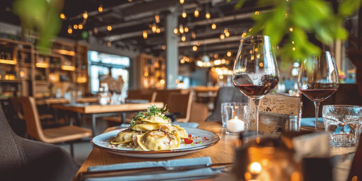 Prato Delicioso de Ravioli com Vinho Tinto