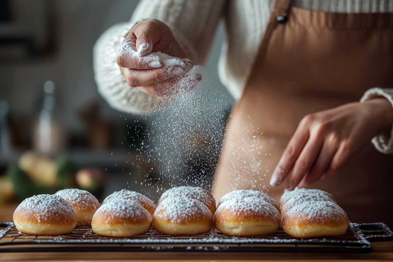 Delicious Sugar-Dusted Doughnuts Fresh from the Oven