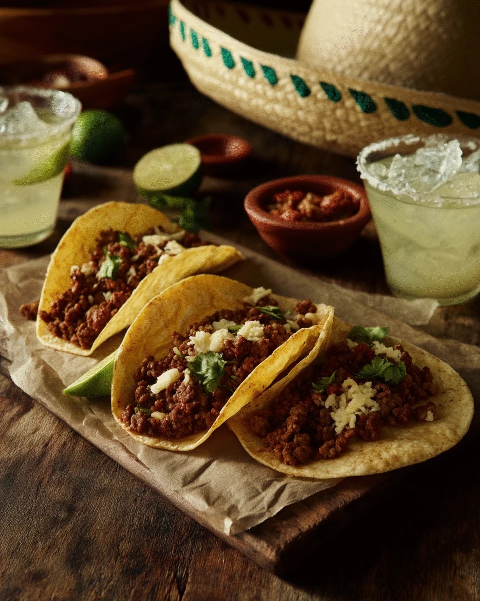 Delicious Three Beef Tacos with Fresh Ingredients