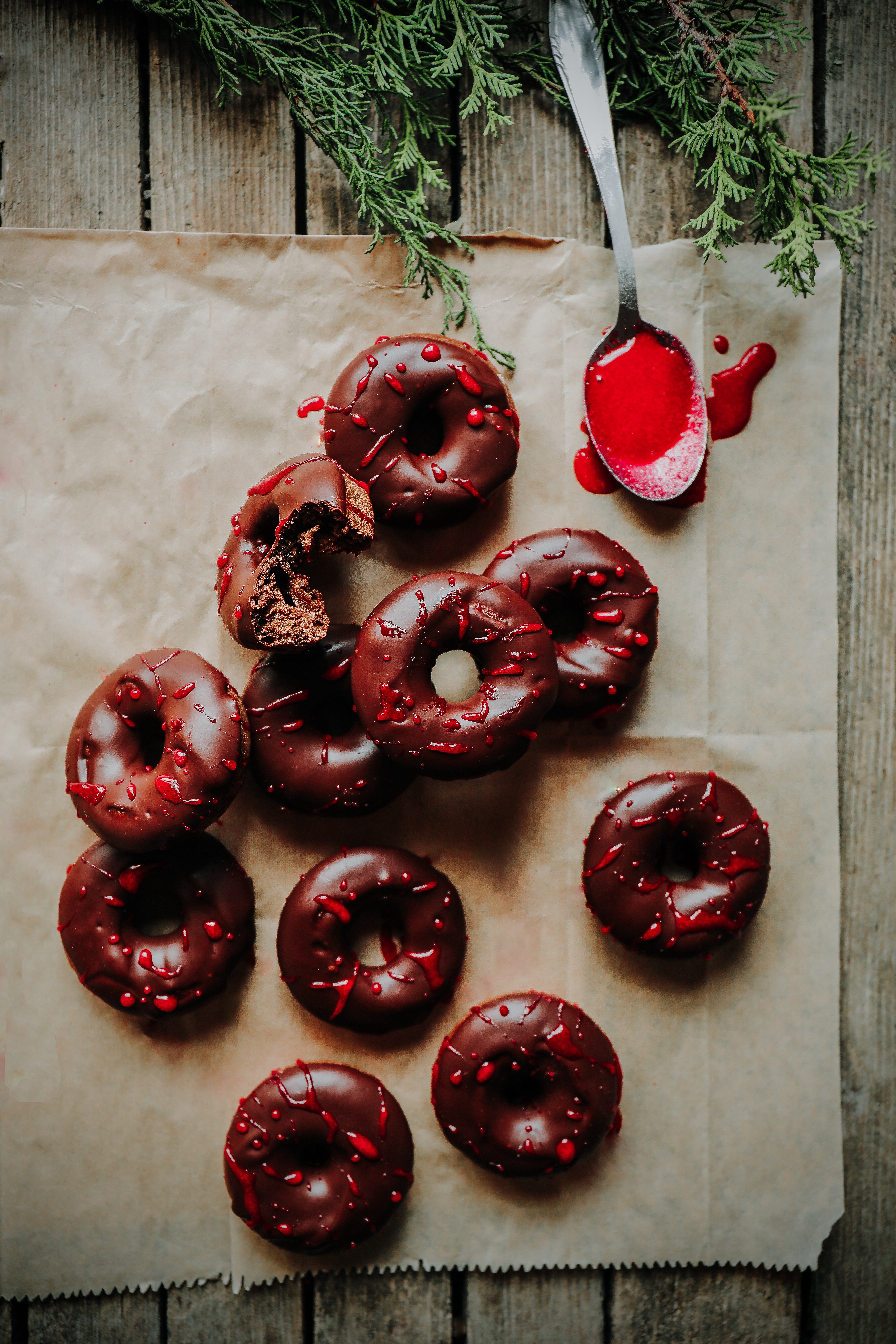 Homemade chocolate doughnut