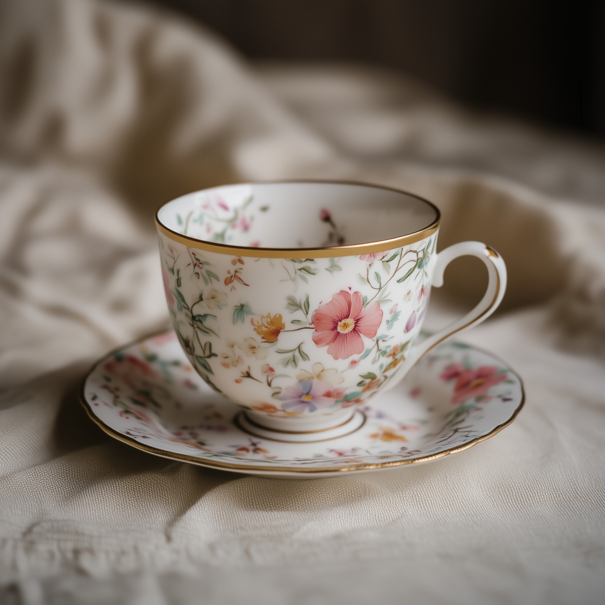 Elegant Floral Tea Cup on Delicate saucer