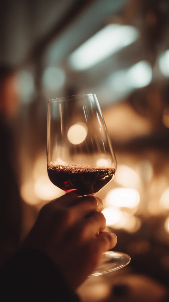 Elegant Red Wine Glass in Warm Setting