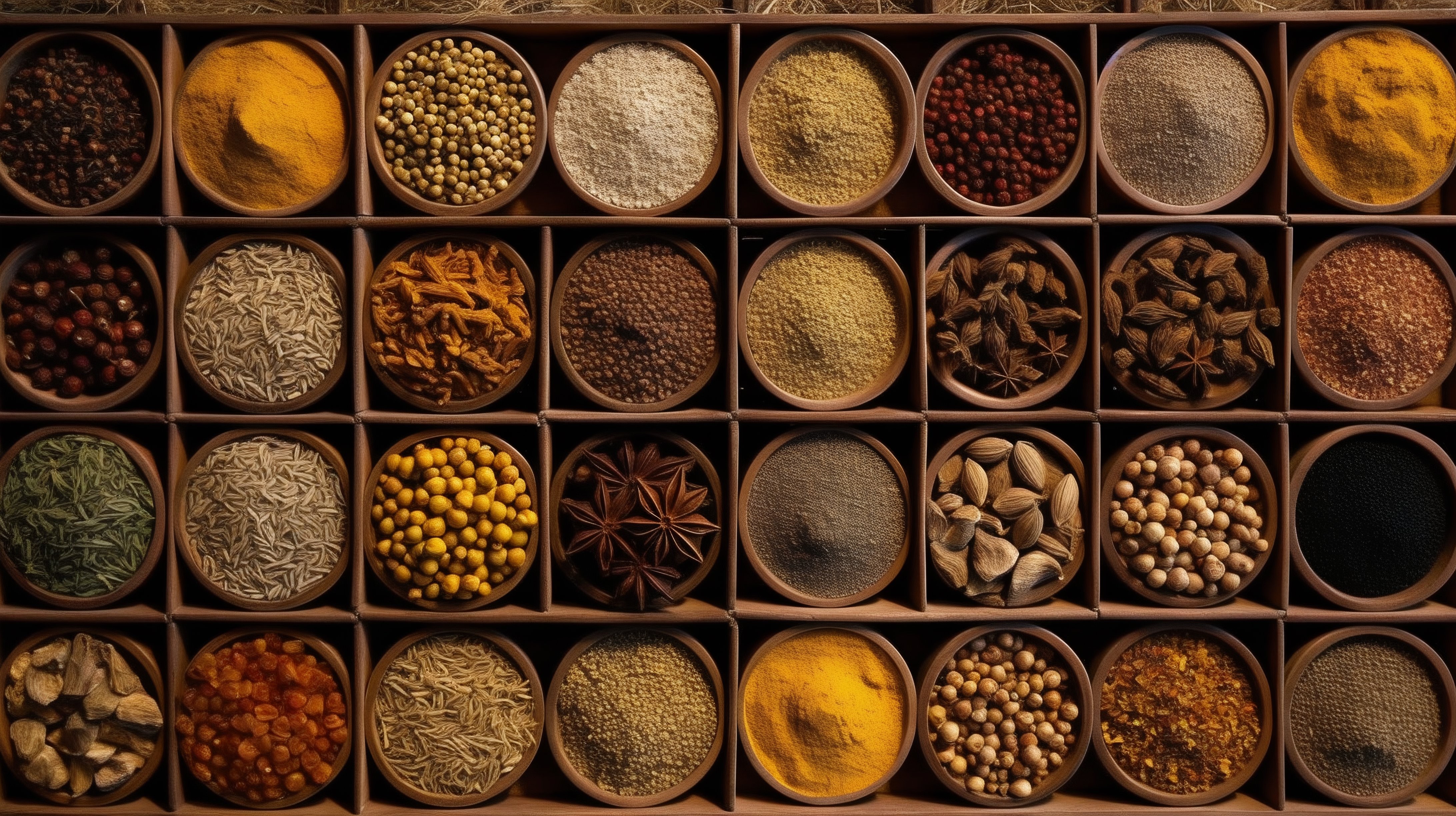 Exotic spices in compartments