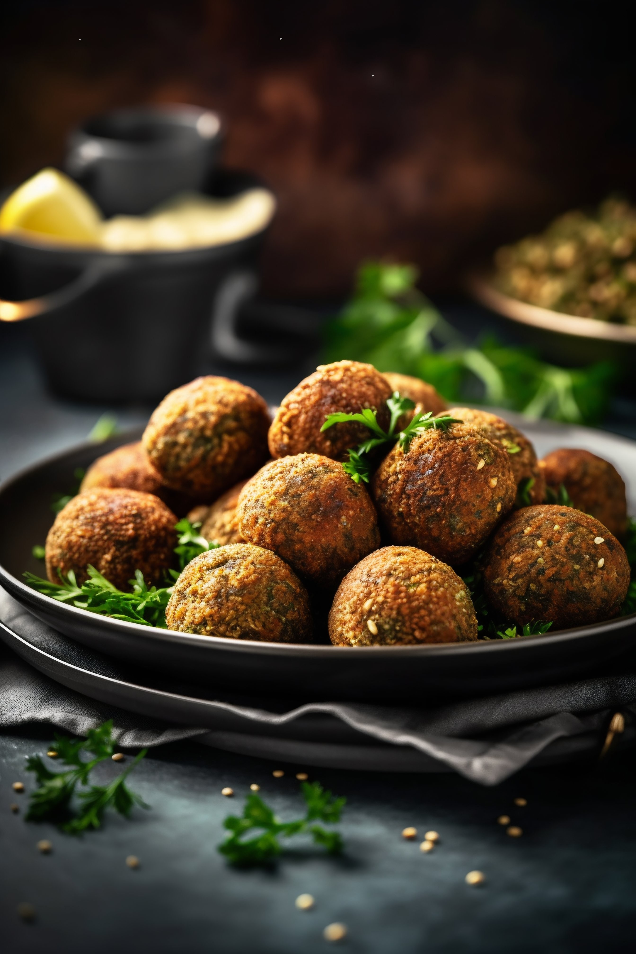 Falafel em um prato preto