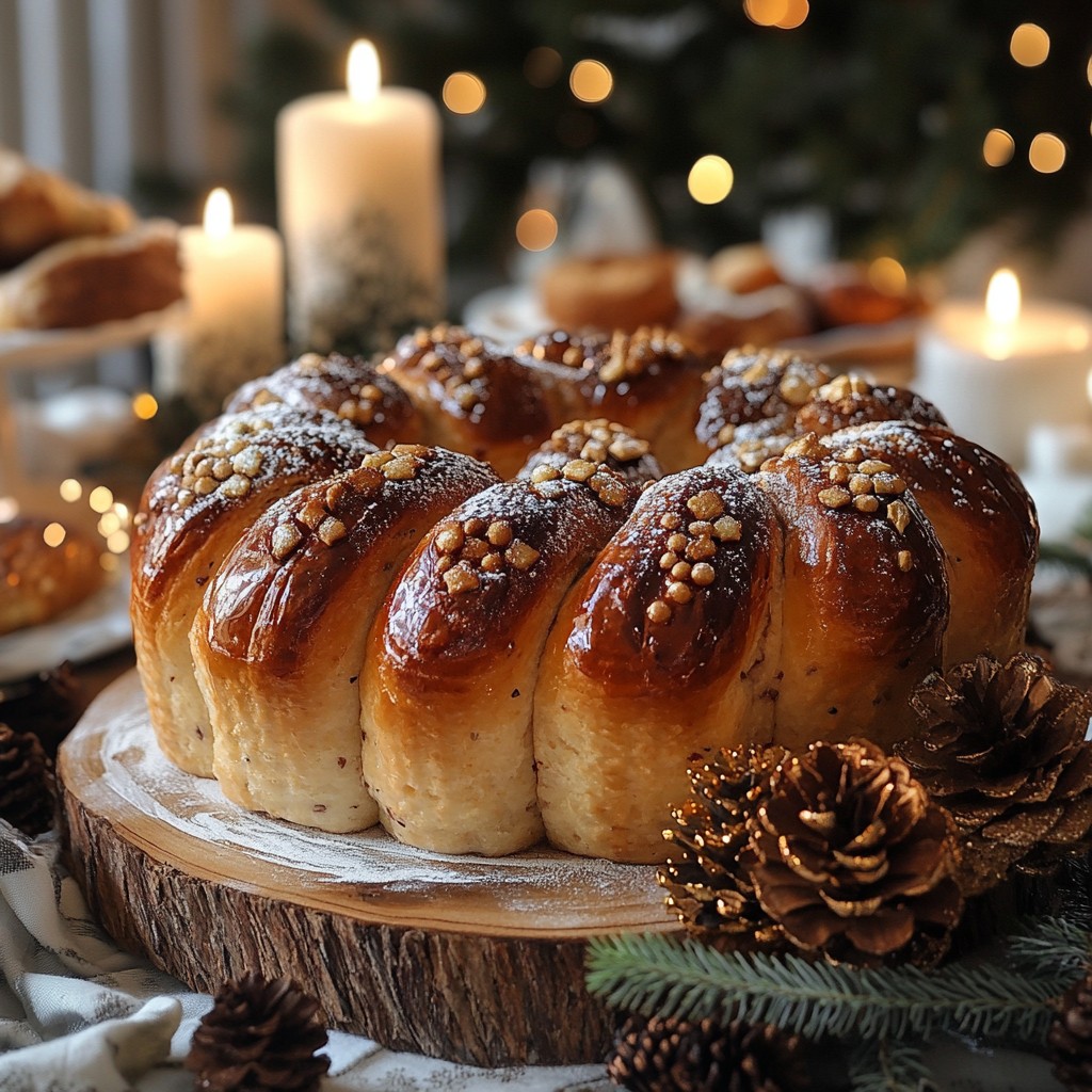 Festive Glazed Brioche Bread with Nuts